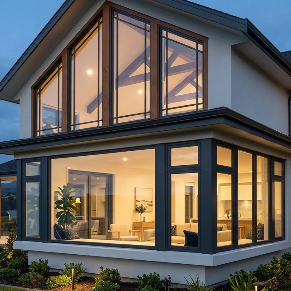 Combined Bay & Rake Architectural Glass Wall