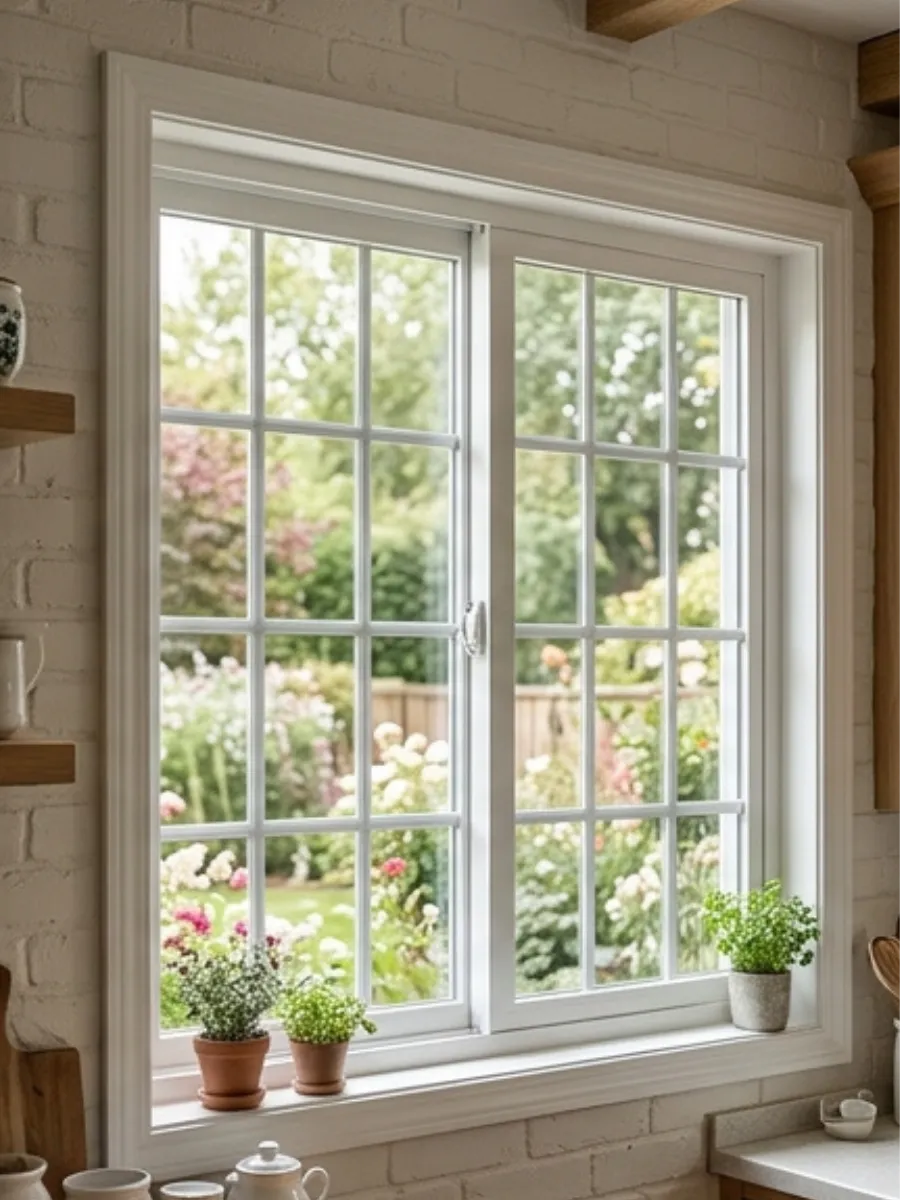 Traditional White Vinyl Double-Sliding Window